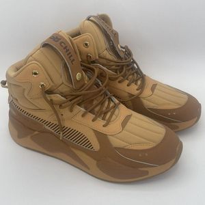 PUMA Mens RS-X Mid & Chill Leather Casual Shoes High Top Sneakers Tan Size 10.5